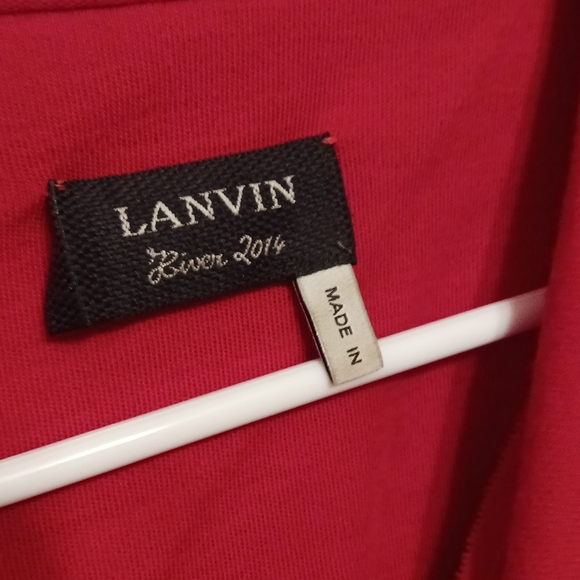 Vintage Lanvin Paris RED Wool Dress Side Zipper Ruche Details Stained BARGAIN - Picture 2 of 8